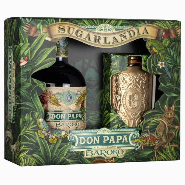 Don Papa Baroko Hipflask -Flachmann- Geschenkbox 40% Vol. 0,7l