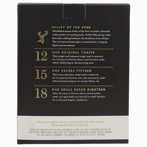 Glenfiddich Single Malt je 1 Fl. Glenfiddich 0,05 12+15+18 40% 0.15l