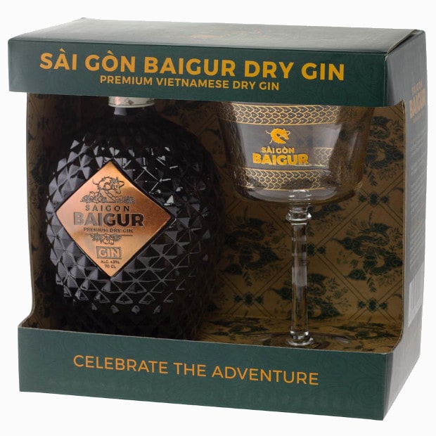Saigon Baigur Gin Geschenkset mit Glas 40% 0,7l