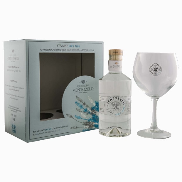 Quinta De Ventozelo Craft Dry Gin 0,5L 45% Geschenkset mit Glas