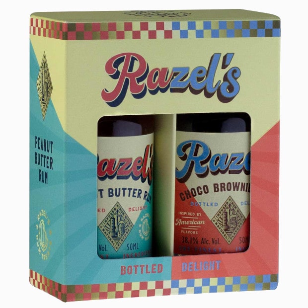 RAZEL'S Mini Twin Pack | 2x 0,05L, Doppelpack, Schoko Brownie Rum, Peanutbutter  Rum, Schoko, Erdnussbutter, süß, samtig, weich, Dessertrum, Geschenkidee–  Rum Hof